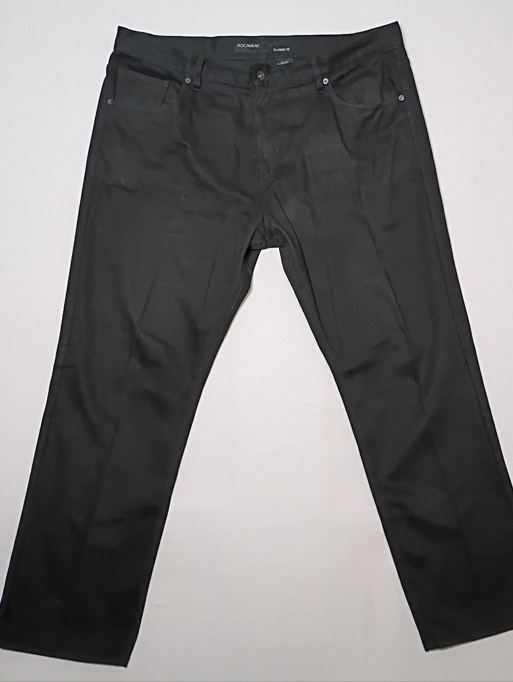 Rocawear Mens Classic Fit Jeans 42X34 Black Denim Flap Pockets